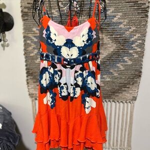 Free People Floral Print Dress with Ruffle Hem